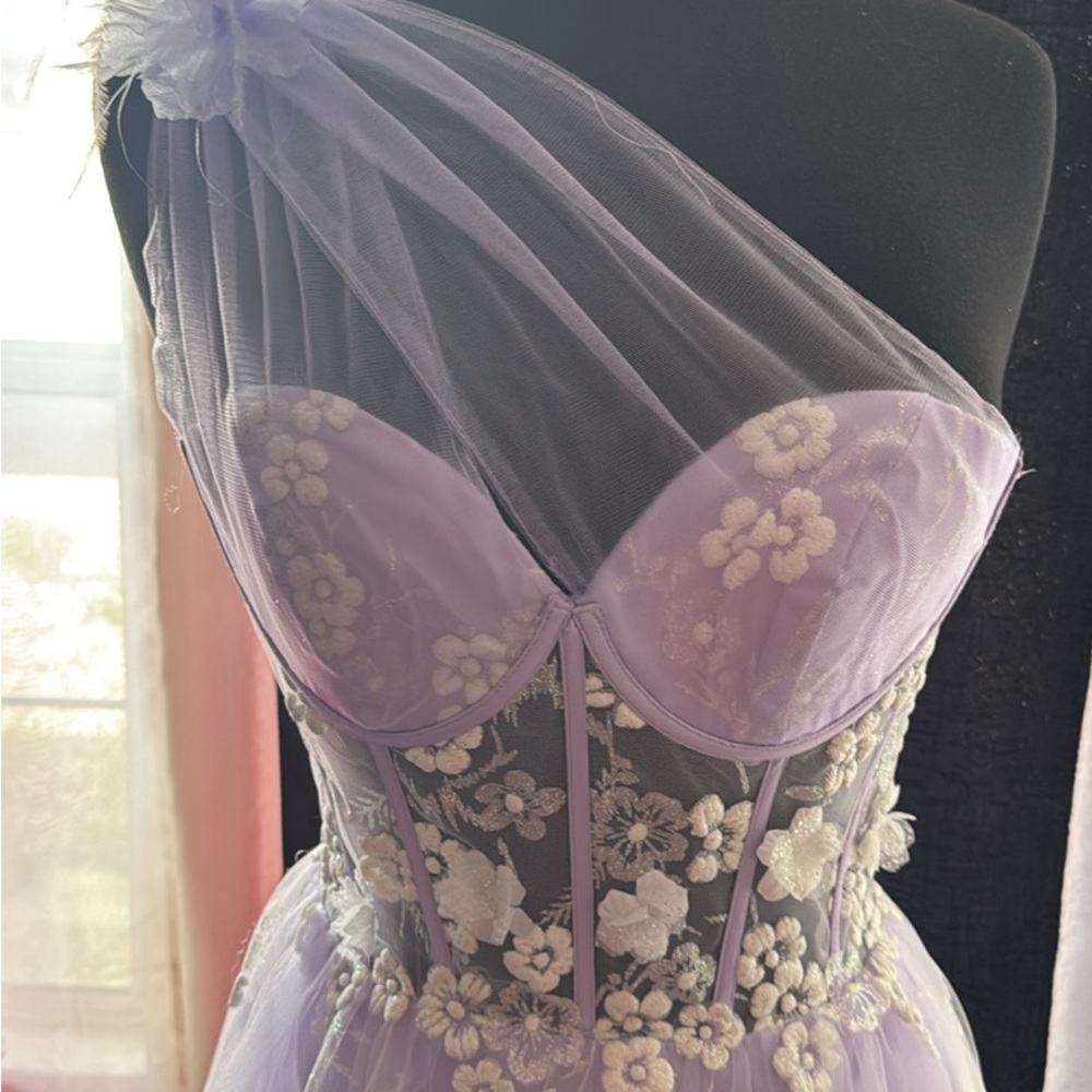 Lavender Floral Mesh Dress